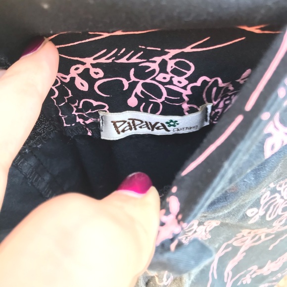 Papaya | Black A-Line Skirt with Flower Pattern - Picture 3 of 7